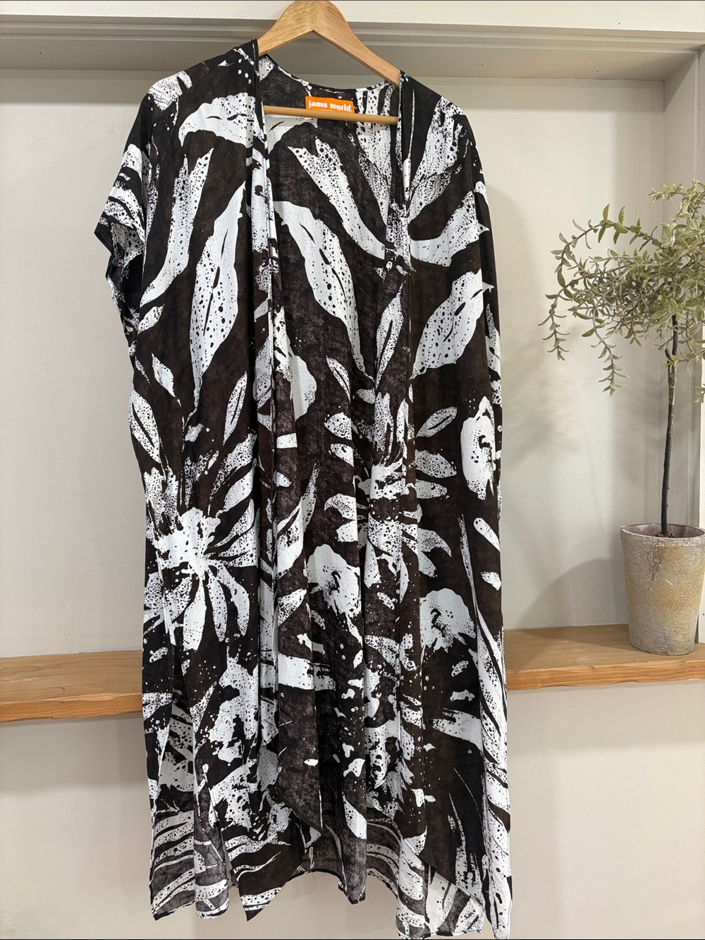 Jams World Honolulu Floral Open Front Kimono Duster, Size XL